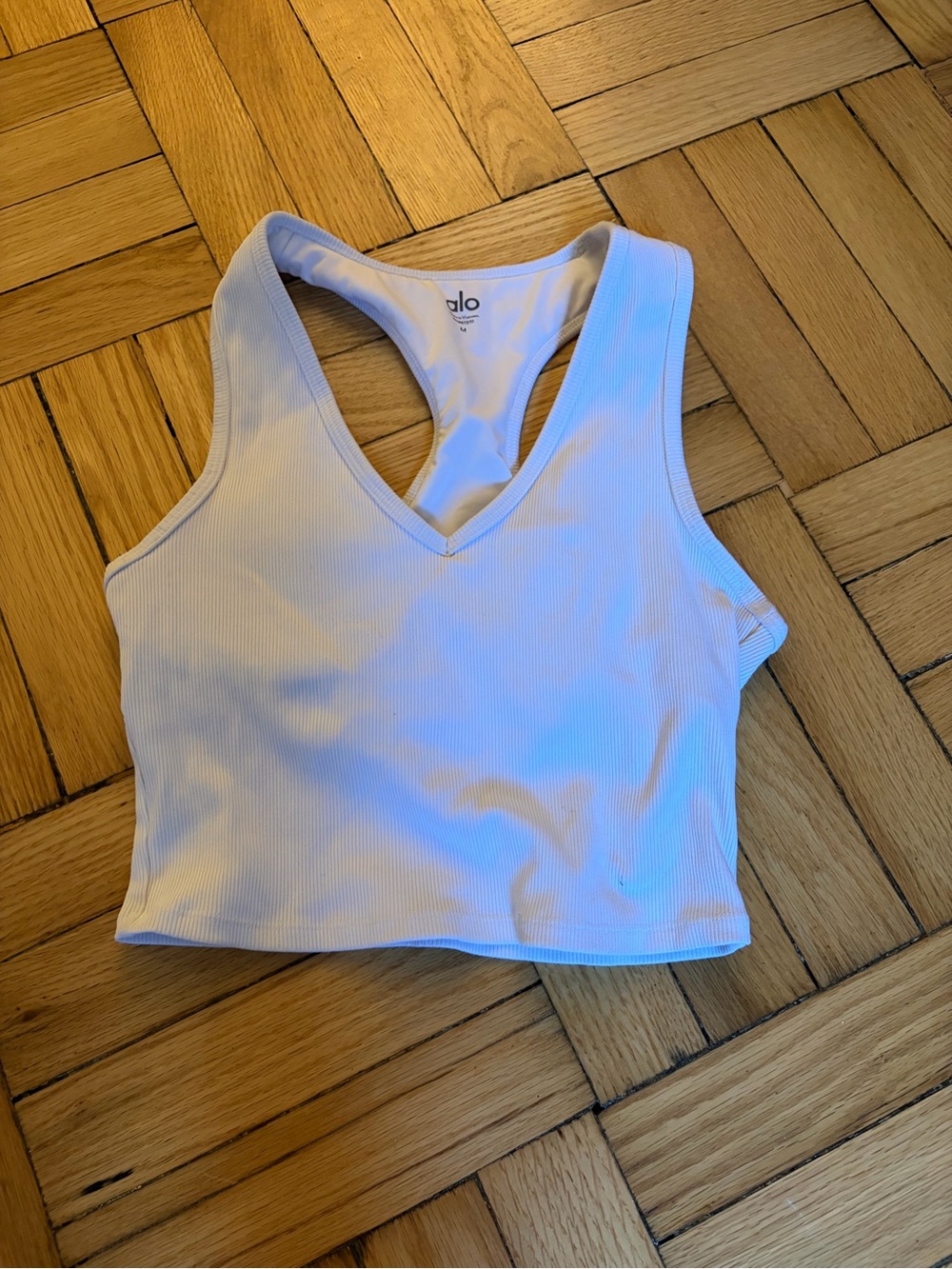 ALO Yoga White Ribbed crop top